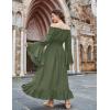 image:imageScarlet Darkness Renaissance Dress Women Off Shoulder Bell Sleeve Peasant Pirate DressArmy Green