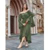 image:imageScarlet Darkness Renaissance Dress Women Off Shoulder Bell Sleeve Peasant Pirate DressArmy Green
