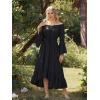 image:imageScarlet Darkness Renaissance Dress Women Off Shoulder Bell Sleeve Peasant Pirate DressBlack