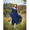 image:imageScarlet Darkness Renaissance Dress Women Off Shoulder Bell Sleeve Peasant Pirate DressNavy Blue