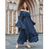 image:imageScarlet Darkness Renaissance Dress Women Off Shoulder Bell Sleeve Peasant Pirate DressNavy Blue