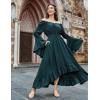 image:imageScarlet Darkness Renaissance Dress Women Off Shoulder Bell Sleeve Peasant Pirate DressPonderosa Green