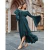 image:imageScarlet Darkness Renaissance Dress Women Off Shoulder Bell Sleeve Peasant Pirate DressPonderosa Green