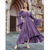 image:imageScarlet Darkness Renaissance Dress Women Off Shoulder Bell Sleeve Peasant Pirate DressPurple Sage