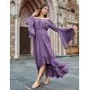 image:imageScarlet Darkness Renaissance Dress Women Off Shoulder Bell Sleeve Peasant Pirate DressPurple Sage