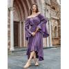 image:imageScarlet Darkness Renaissance Dress Women Off Shoulder Bell Sleeve Peasant Pirate DressPurple Sage
