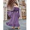 image:imageScarlet Darkness Renaissance Dress Women Off Shoulder Bell Sleeve Peasant Pirate DressPurple Sage