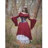image:imageScarlet Darkness Renaissance Dress Women Off Shoulder Bell Sleeve Peasant Pirate DressRed
