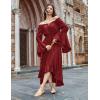 image:imageScarlet Darkness Renaissance Dress Women Off Shoulder Bell Sleeve Peasant Pirate DressRed