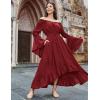 image:imageScarlet Darkness Renaissance Dress Women Off Shoulder Bell Sleeve Peasant Pirate DressRed