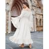 image:imageScarlet Darkness Renaissance Dress Women Off Shoulder Bell Sleeve Peasant Pirate DressWhite