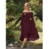 image:imageScarlet Darkness Renaissance Dress Women Off Shoulder Bell Sleeve Peasant Pirate DressWine