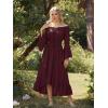image:imageScarlet Darkness Renaissance Dress Women Off Shoulder Bell Sleeve Peasant Pirate DressWine