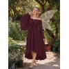 image:imageScarlet Darkness Renaissance Dress Women Off Shoulder Bell Sleeve Peasant Pirate DressWine