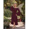 image:imageScarlet Darkness Renaissance Dress Women Off Shoulder Bell Sleeve Peasant Pirate DressWine