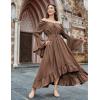 image:imageScarlet Darkness Renaissance Dress Women Off Shoulder Bell Sleeve Peasant Pirate DressWoodsmoke Brown