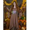 image:imageScarlet Darkness Renaissance Dress Women Off Shoulder Bell Sleeve Peasant Pirate DressWoodsmoke Brown