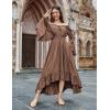 image:imageScarlet Darkness Renaissance Dress Women Off Shoulder Bell Sleeve Peasant Pirate DressWoodsmoke Brown