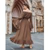 image:imageScarlet Darkness Renaissance Dress Women Off Shoulder Bell Sleeve Peasant Pirate DressWoodsmoke Brown