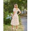 image:imageScarlet Darkness Womens Floral Corset Dress with Split 2026 Summer Spring Square Neck Midi Milkmaid DressesBeige Red Ditsyfloral