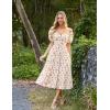 image:imageScarlet Darkness Womens Floral Corset Dress with Split 2026 Summer Spring Square Neck Midi Milkmaid DressesBeige Red Ditsyfloral