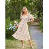 image:imageScarlet Darkness Womens Floral Corset Dress with Split 2026 Summer Spring Square Neck Midi Milkmaid DressesBeige Red Ditsyfloral