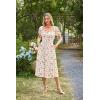 image:imageScarlet Darkness Womens Floral Corset Dress with Split 2026 Summer Spring Square Neck Midi Milkmaid DressesBeige Red Ditsyfloral