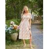 image:imageScarlet Darkness Womens Floral Corset Dress with Split 2026 Summer Spring Square Neck Midi Milkmaid DressesBeige Red Ditsyfloral
