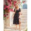 image:imageScarlet Darkness Womens Floral Corset Dress with Split 2026 Summer Spring Square Neck Midi Milkmaid DressesBlack Pink Floral