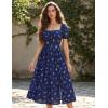 image:imageScarlet Darkness Womens Floral Corset Dress with Split 2026 Summer Spring Square Neck Midi Milkmaid DressesNavy Blue Floral