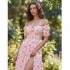 image:imageScarlet Darkness Womens Floral Corset Dress with Split 2026 Summer Spring Square Neck Midi Milkmaid DressesPink Floral