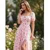 image:imageScarlet Darkness Womens Floral Corset Dress with Split 2026 Summer Spring Square Neck Midi Milkmaid DressesPink Floral
