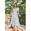 image:imageScarlet Darkness Womens Floral Corset Dress with Split 2026 Summer Spring Square Neck Midi Milkmaid DressesWhite Deepblue Floral