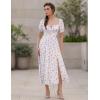 image:imageScarlet Darkness Womens Floral Corset Dress with Split 2026 Summer Spring Square Neck Midi Milkmaid DressesWhite Purple Bouquetfloral