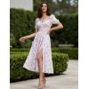 image:imageScarlet Darkness Womens Floral Corset Dress with Split 2026 Summer Spring Square Neck Midi Milkmaid DressesWhite Purple Bouquetfloral