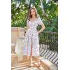 image:imageScarlet Darkness Womens Floral Corset Dress with Split 2026 Summer Spring Square Neck Midi Milkmaid DressesWhite Purple Floral