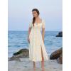 image:imageScarlet Darkness Womens Floral Corset Dress with Split 2026 Summer Spring Square Neck Midi Milkmaid DressesWhite Yellow Floral
