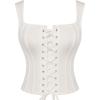 image:imageSCARLET DARKNESS Womens Overbust Corset Top Y2K Boned Laceup Renaissance Pirate Goth Bustier TopsWhite