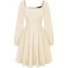 image:imageScarlet Darkness Renaissance Corset Dress Long Sleeve Mini Dresses for Women Fishbone Fall Wedding Guest Party DressApricot