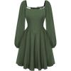 image:imageScarlet Darkness Renaissance Corset Dress Long Sleeve Mini Dresses for Women Fishbone Fall Wedding Guest Party DressBean Green