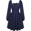 image:imageScarlet Darkness Renaissance Corset Dress Long Sleeve Mini Dresses for Women Fishbone Fall Wedding Guest Party DressNavy Blue