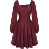 image:imageScarlet Darkness Renaissance Corset Dress Long Sleeve Mini Dresses for Women Fishbone Fall Wedding Guest Party DressRed
