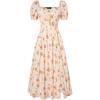image:imageScarlet Darkness Womens Floral Corset Dress with Split 2026 Summer Spring Square Neck Midi Milkmaid DressesBeige Orange Floral