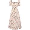 image:imageScarlet Darkness Womens Floral Corset Dress with Split 2026 Summer Spring Square Neck Midi Milkmaid DressesBeige Red Ditsyfloral