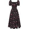 image:imageScarlet Darkness Womens Floral Corset Dress with Split 2026 Summer Spring Square Neck Midi Milkmaid DressesBlack Pink Floral