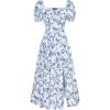 White Deep-blue Floral