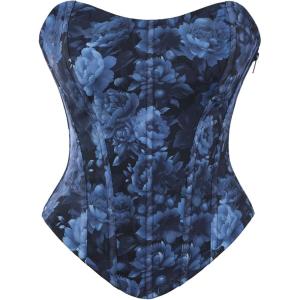 image:imageScarlet Darkness Corset Tops for Women Renaissance Floral Bustier Western Concert Going Out TopNavy