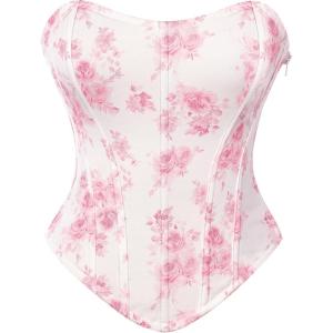 image:imageScarlet Darkness Corset Tops for Women Renaissance Floral Bustier Western Concert Going Out TopPink