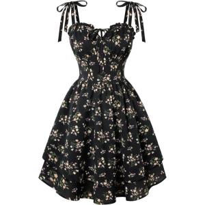 image:imageScarlet Darkness Floral Mini Dress for Women Teens Summer 2026 Fairy Corset Sundress Graduation DressesBlack Floral