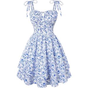image:imageScarlet Darkness Floral Mini Dress for Women Teens Summer 2026 Fairy Corset Sundress Graduation DressesBlue Floral